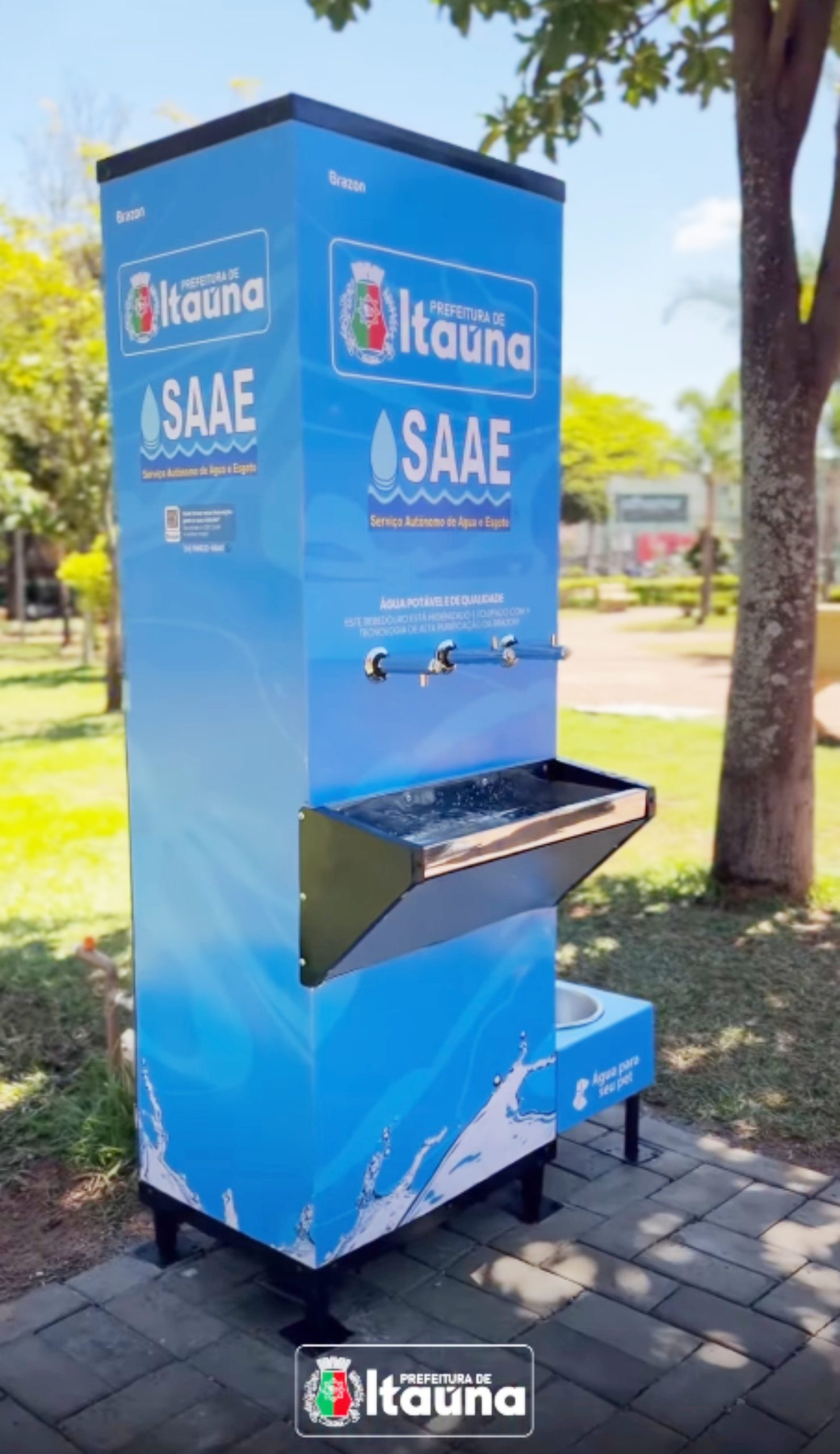 Prefeitura e SAAE iniciam instalação de equipamentos de hidratação para pessoas e pets em Itaúna